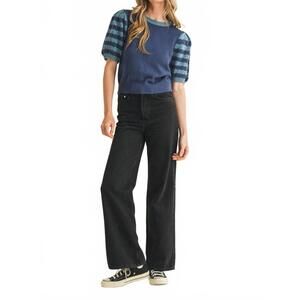 NEW &MERCI indy striped sweater top in blue